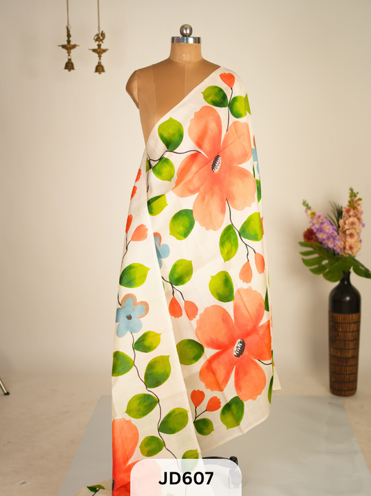 MURSHIDABAD HAND BATIK PAINTED SILK SAREE