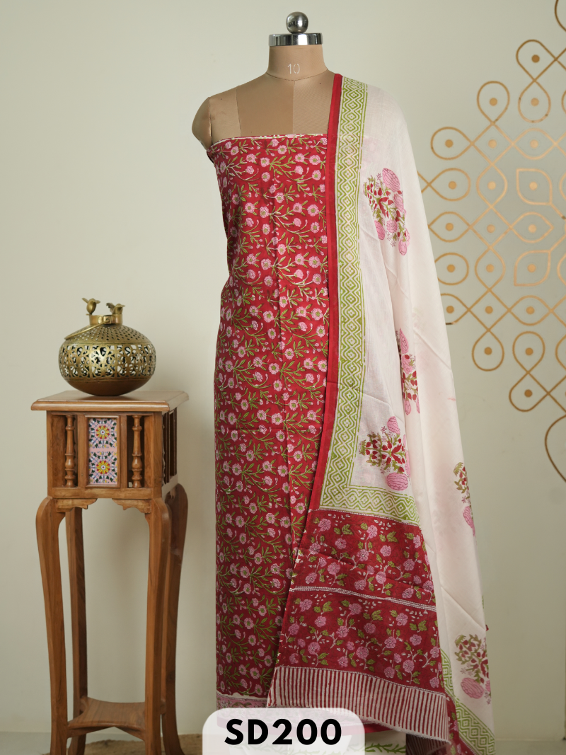 Jaipur Handblock Mulcotton 3 Pcs Salwar Set