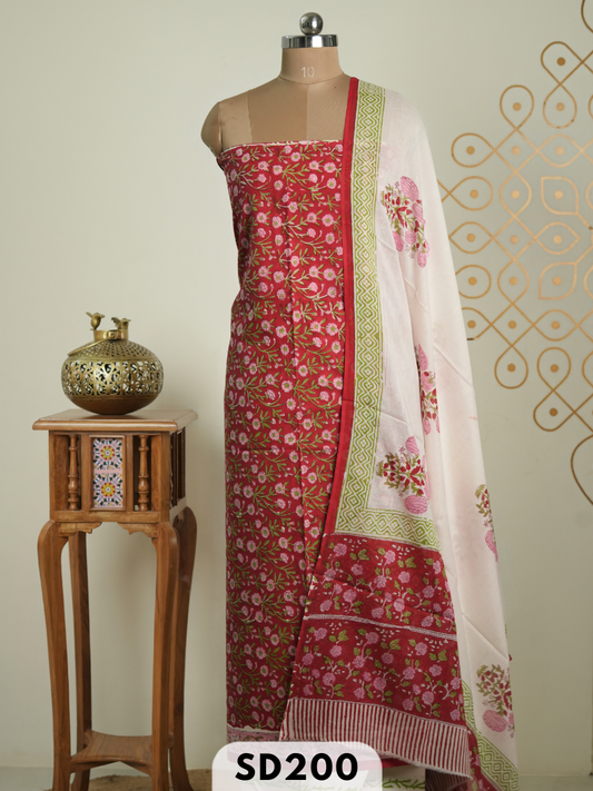 Jaipur Handblock Mulcotton 3 Pcs Salwar Set