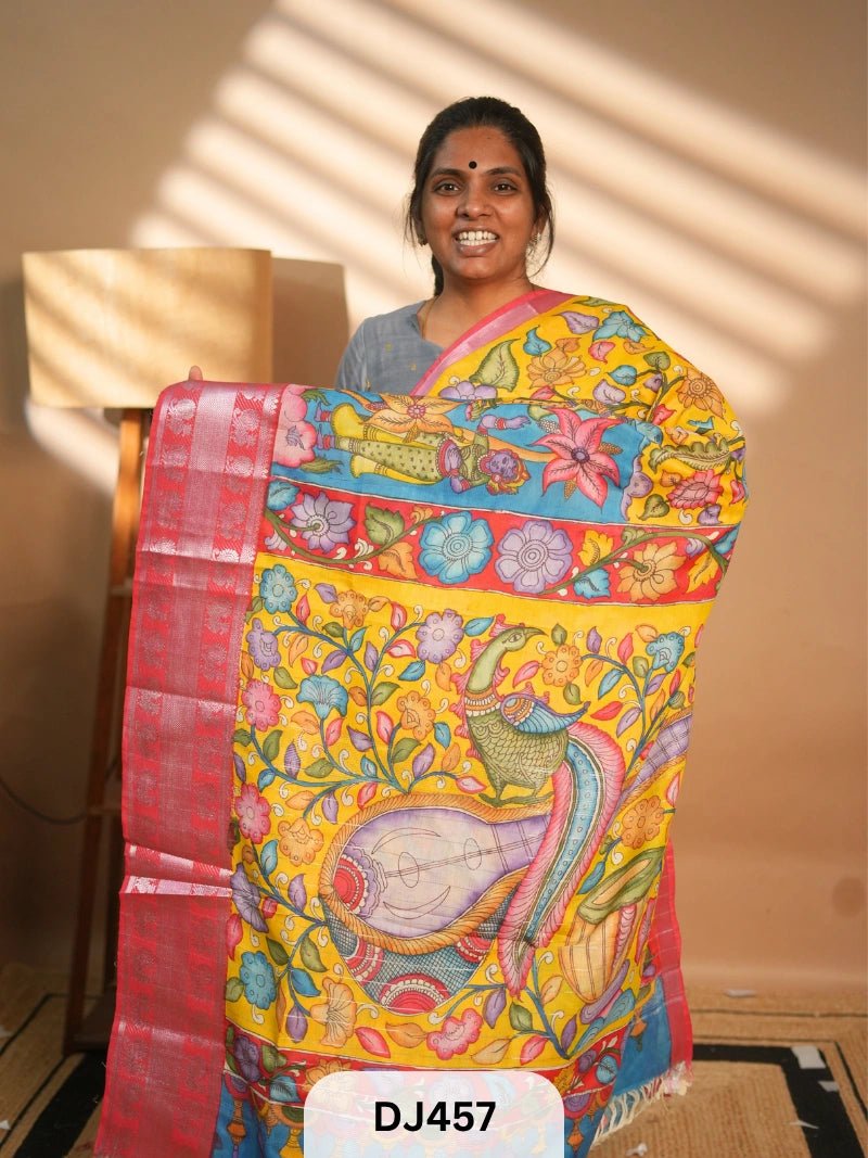CHENNURI SILK SAREE WITH PEN KALAMKARI ART WORK