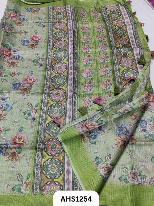 Soft Silk Kota Digital Print Saree With Blouse