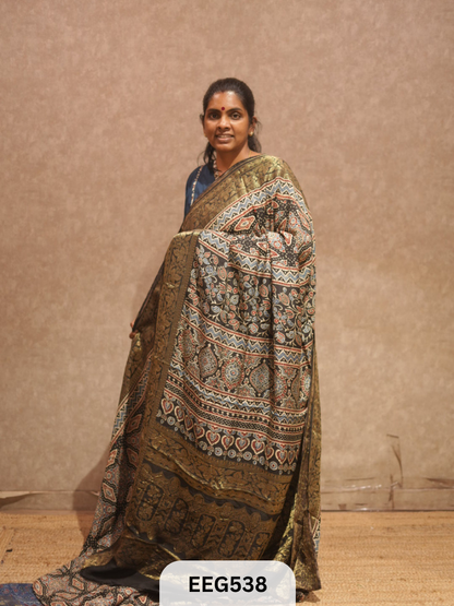 AJRAKH DOLA SILK SAREE