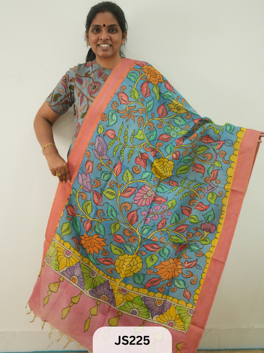 PEN KALAMKARI CHENNURI SILK DUPATTA