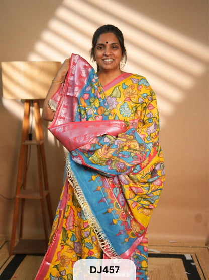CHENNURI SILK SAREE WITH PEN KALAMKARI ART WORK