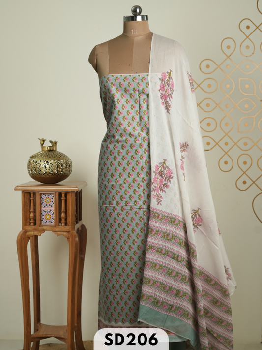 Jaipur Handblock Mulcotton 3 Pcs Salwar Set