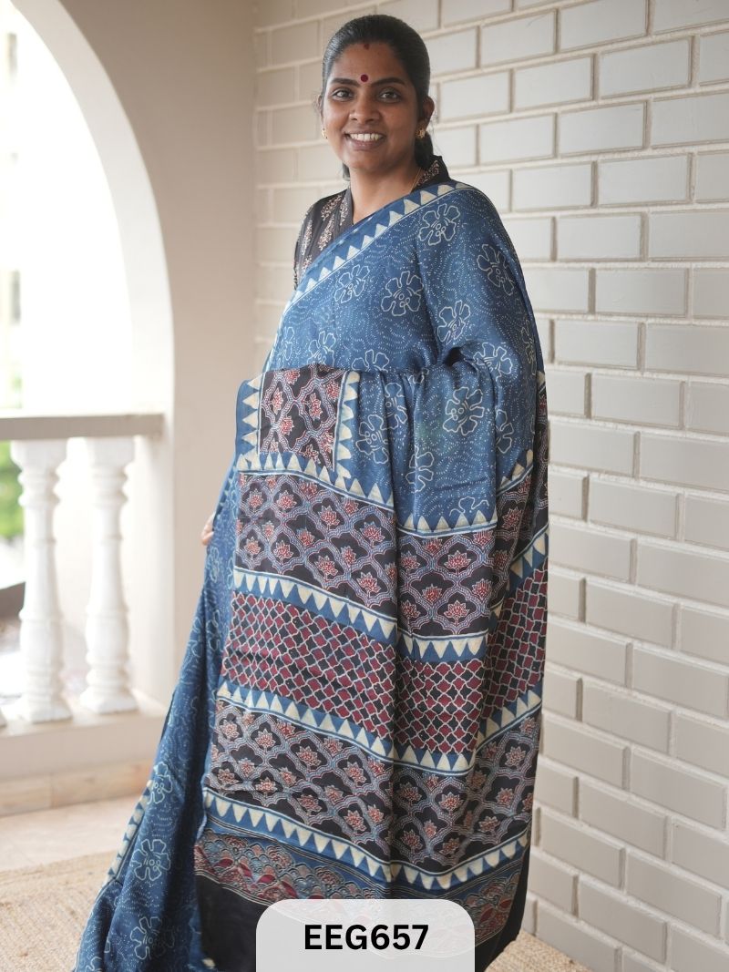 AJRAKH MODAL SAREE - JACKPOT