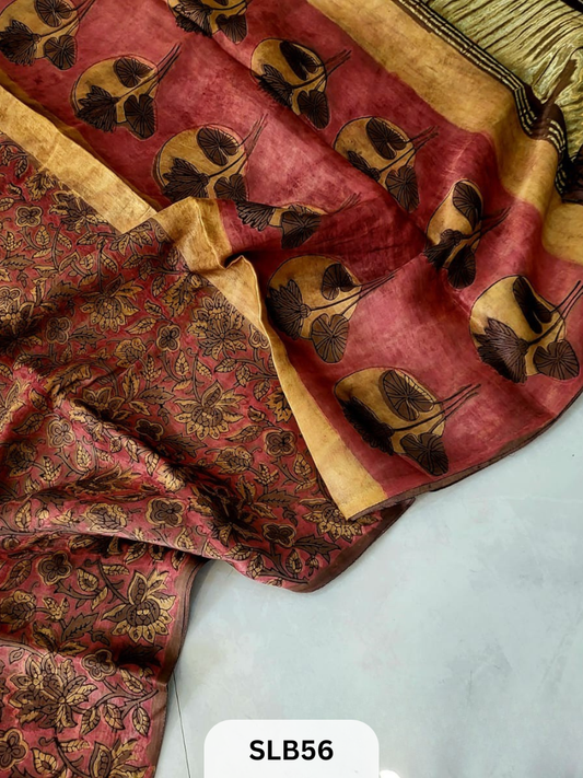 PURE MODAL AJRAKH HAND BLOCK WITH TISSUE SILK PALLU