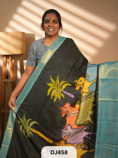 CHENNURI SILK SAREE WITH PEN KALAMKARI ART WORK