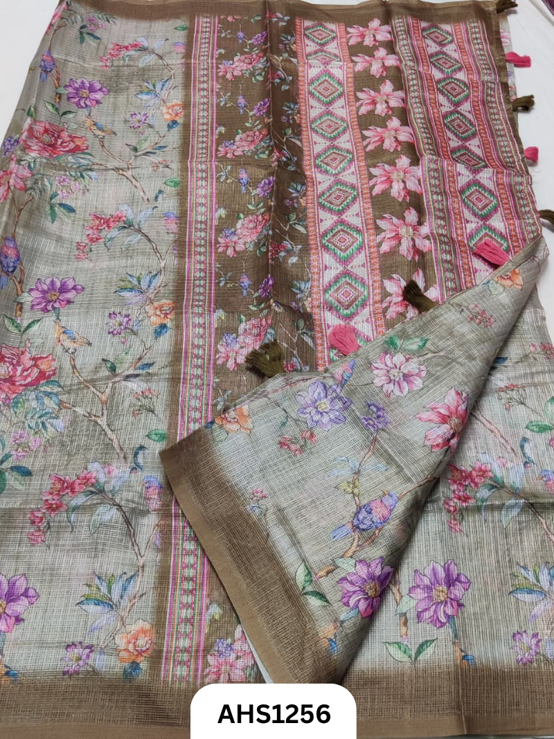 Soft Silk Kota Digital Print Saree With Blouse