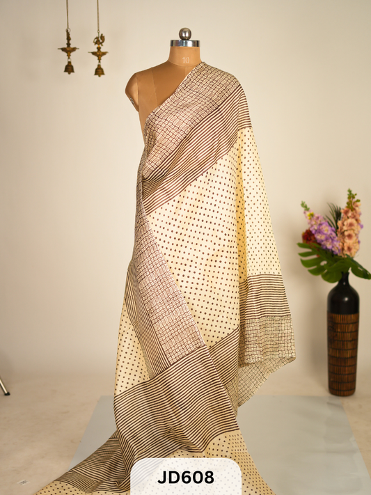 MURSHIDABAD HAND BATIK PAINTED SILK SAREE