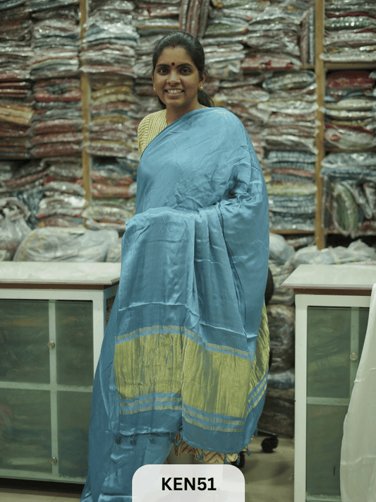 PLAIN MODAL SILK SAREE WITH LAGDI PATTA