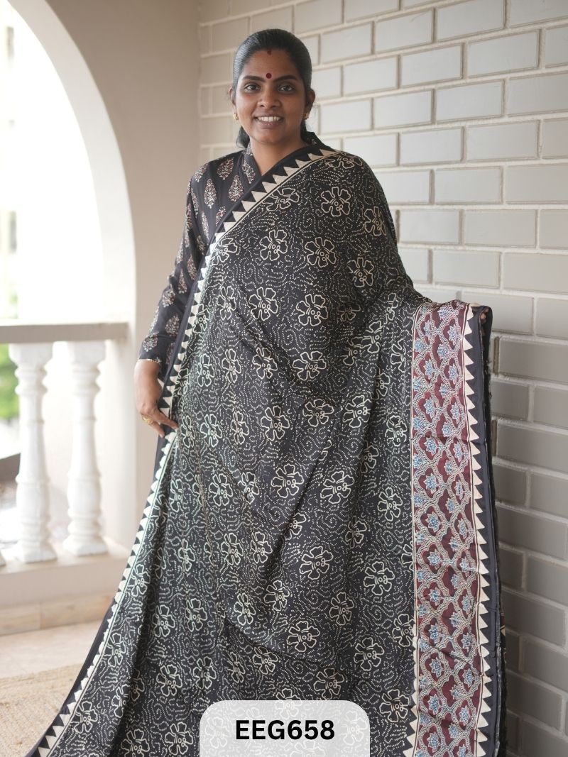 AJRAKH MODAL SAREE - JACKPOT