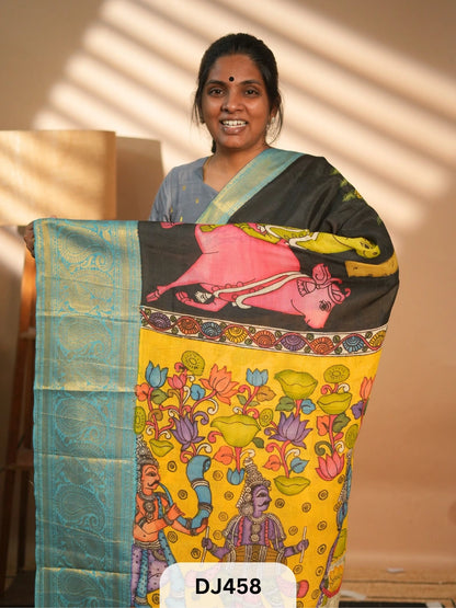 CHENNURI SILK SAREE WITH PEN KALAMKARI ART WORK