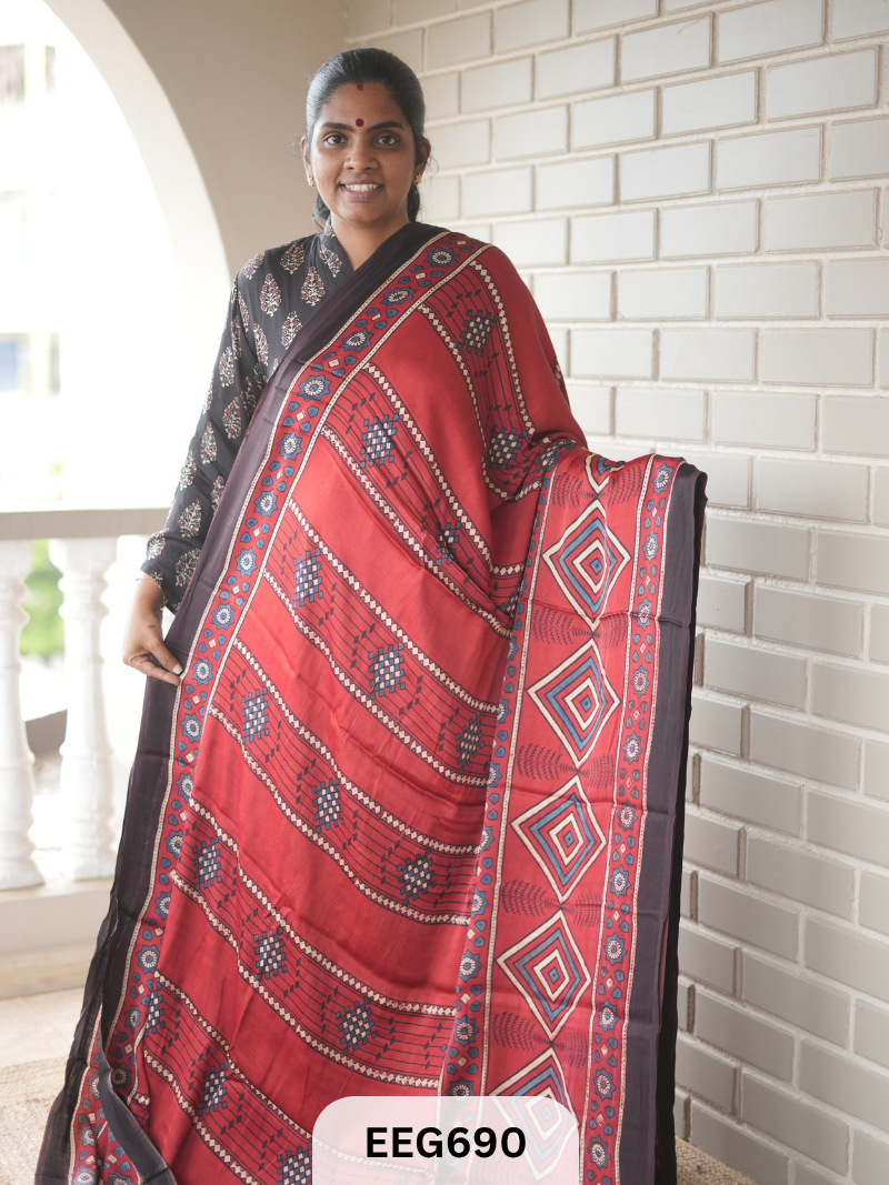AJRAKH MODAL SAREE - JACKPOT