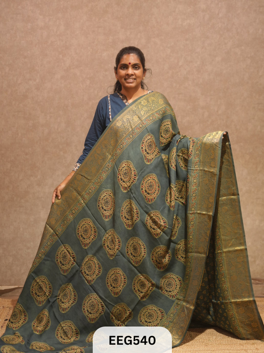 AJRAKH DOLA SILK SAREE