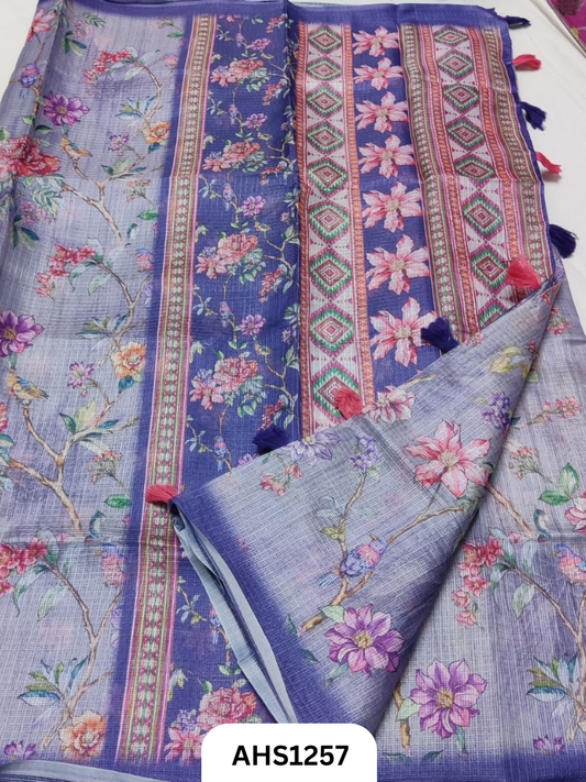 Soft Silk Kota Digital Print Saree With Blouse