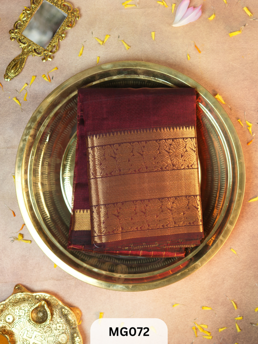 Handloom Mangalgiri pattu saree with Kanchi border