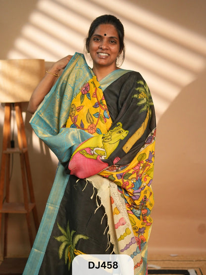 CHENNURI SILK SAREE WITH PEN KALAMKARI ART WORK