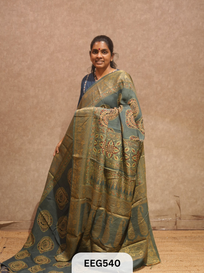 AJRAKH DOLA SILK SAREE