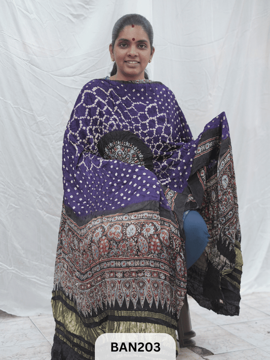 AJRAKH BANDHEJ GUL DUPPATA WITH LAGDI PATTA
