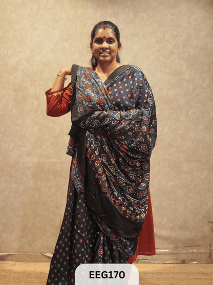 AJRAKH MODAL SAREE WITH MIRROR