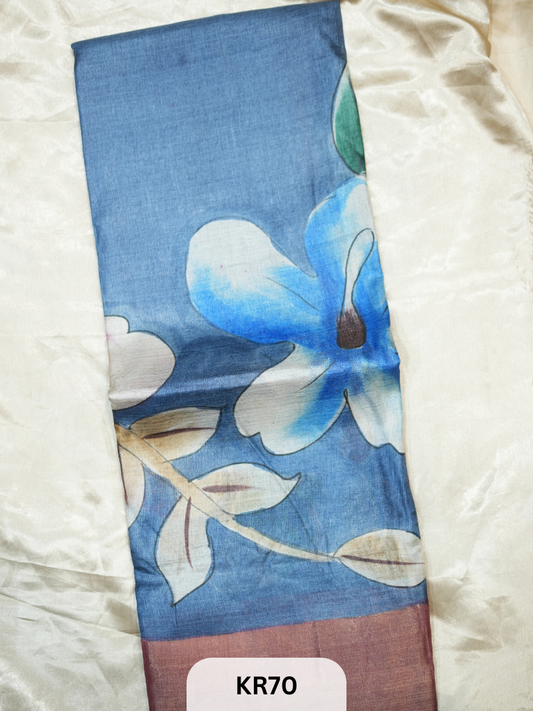 PURE TUSSAR SILK WITH ZARI HAND PAINTED