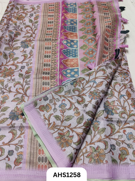 Soft Silk Kota Digital Print Saree With Blouse