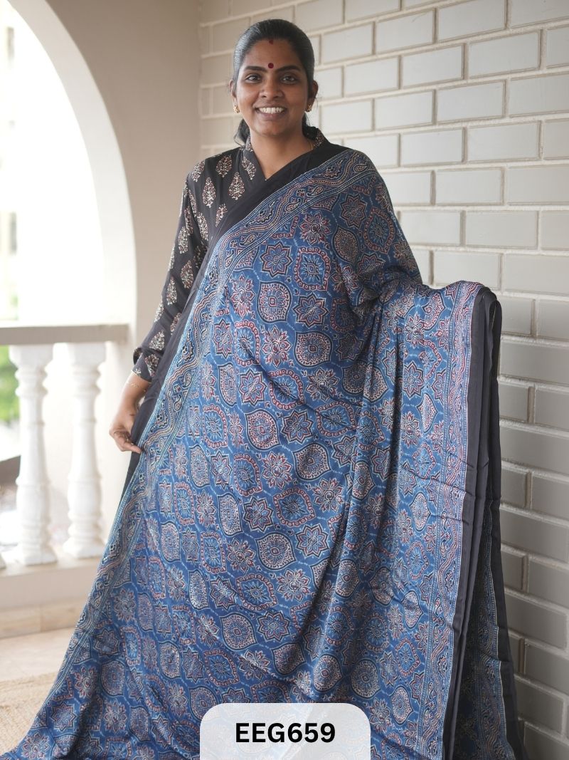 AJRAKH MODAL SAREE - JACKPOT