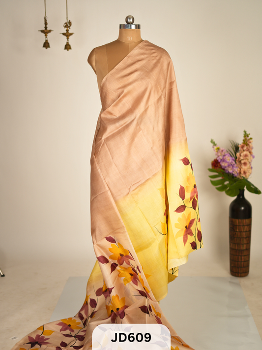 MURSHIDABAD HAND BATIK PAINTED SILK SAREE