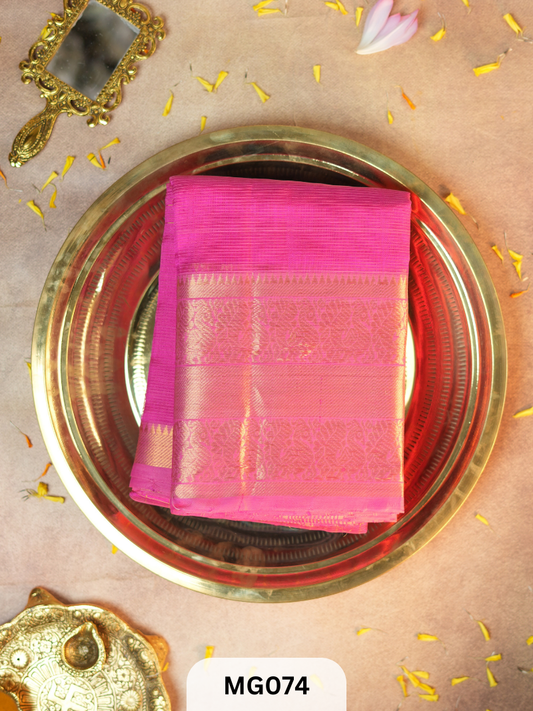 Handloom Mangalgiri pattu saree with Kanchi border