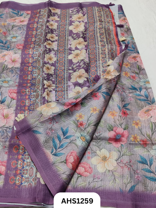 Soft Silk Kota Digital Print Saree With Blouse