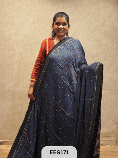 AJRAKH MODAL SAREE WITH MIRROR