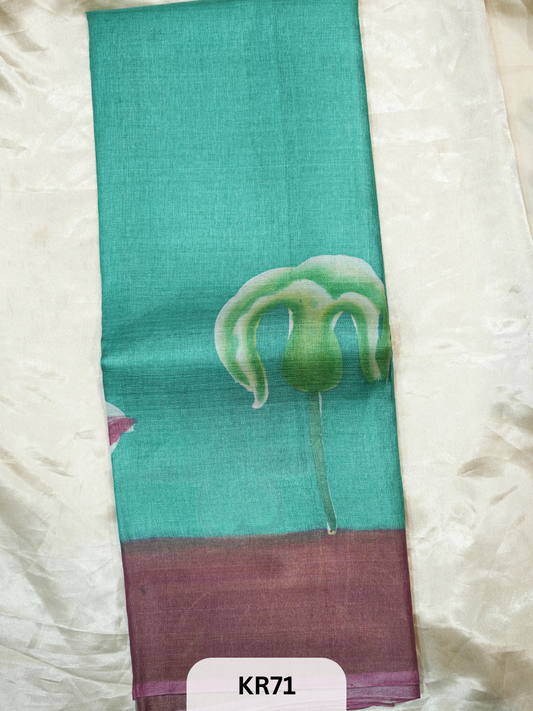 PURE TUSSAR SILK WITH ZARI HAND PAINTED