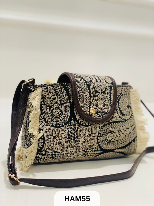 HAND BLOCK PRINT FANCY SLING BAG SIZE 8"5