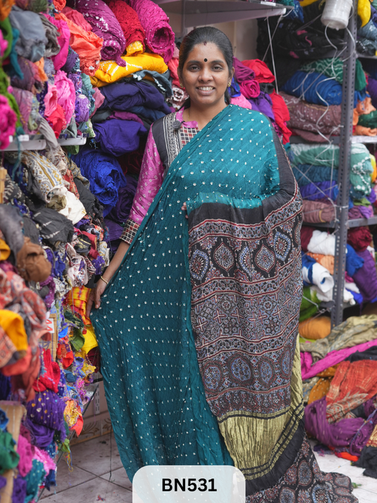 MODAL GAJI - AJRAKH BANDHINI SAREE