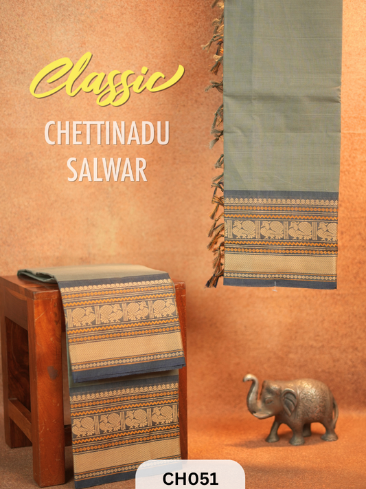 Chettinad Cotton Salwar Suit - 2Pcs Unstitched