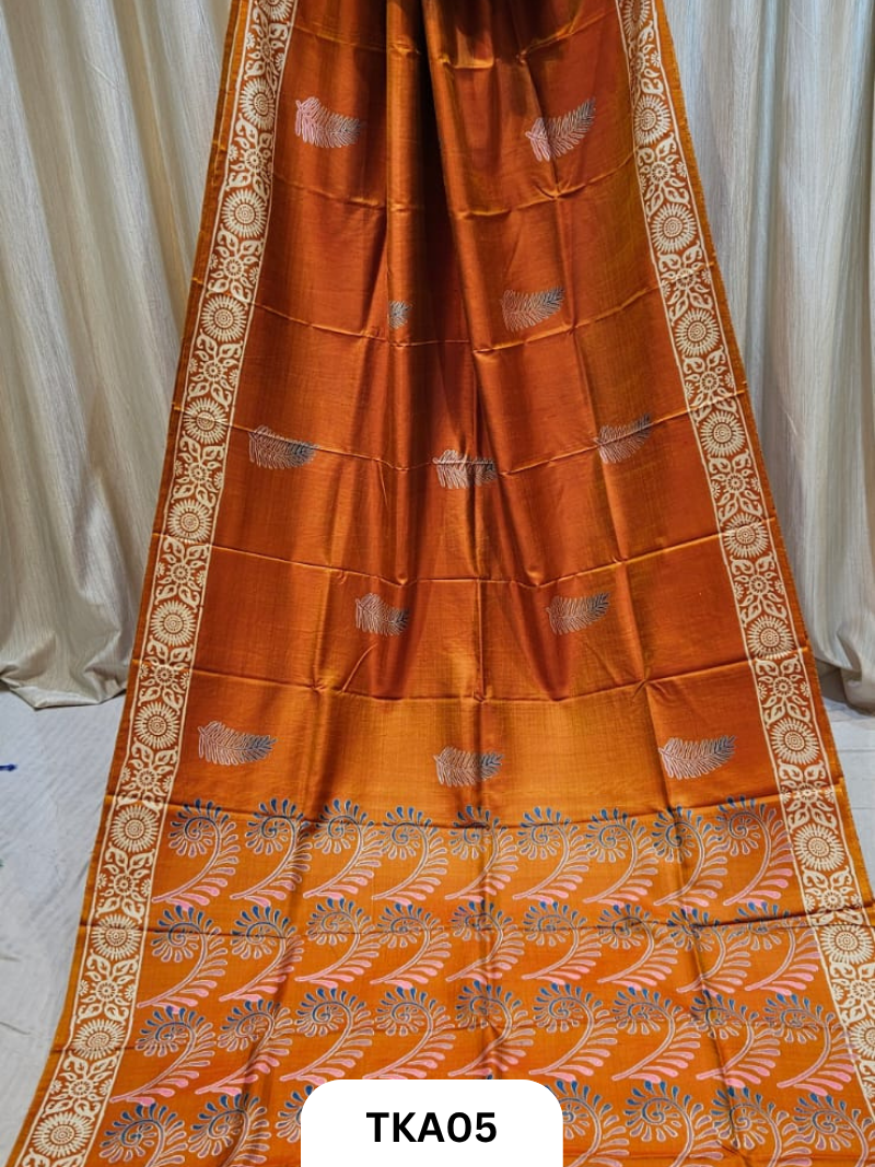 Pure Bishnupuri Silk Dual Shade Handblock
