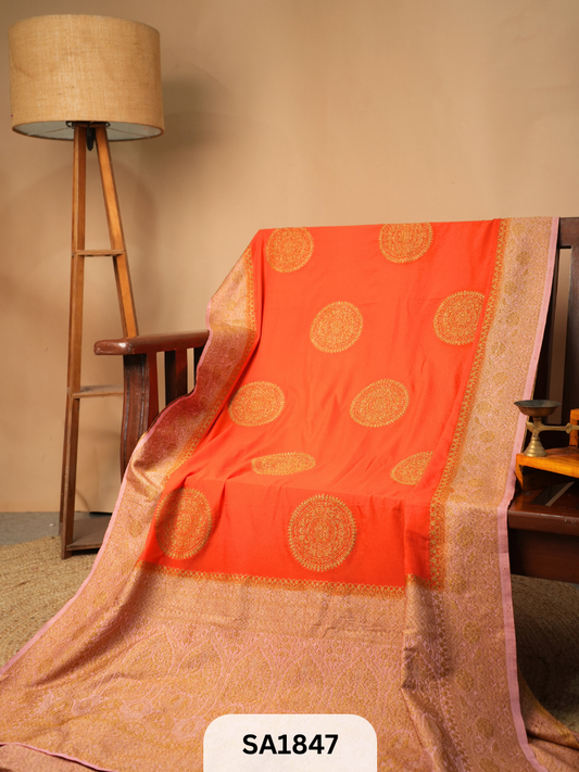 BANARASI KHADI GEORGETTE COCO ZARI SAREE