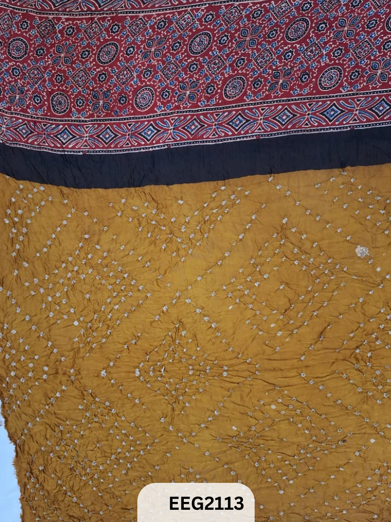 MODAL AJRAKH PRINT WITH BANDHEJ RUNNING FABRIC-1MTR