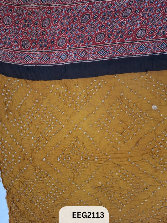 MODAL AJRAKH PRINT WITH BANDHEJ RUNNING FABRIC-1MTR