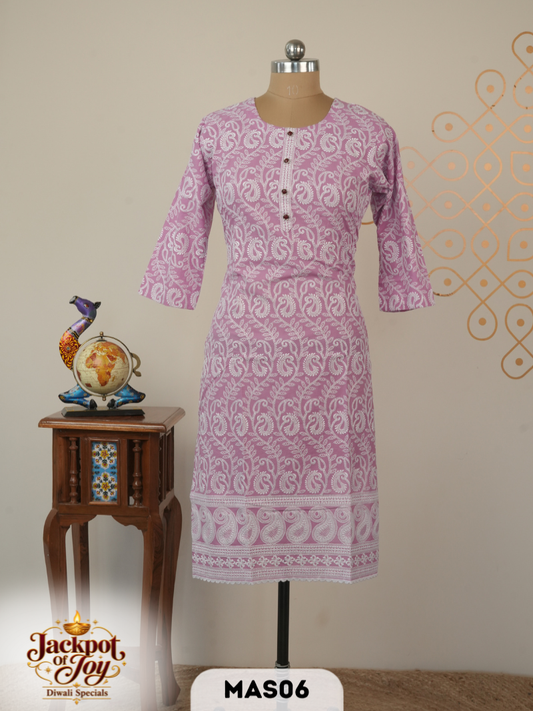 Chikenkari kurti Top Material With Machine Embroidery