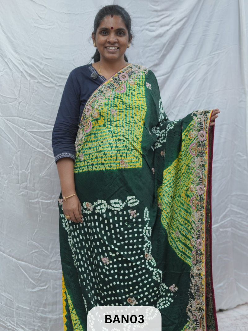SHIBORI BANDHANI DESIGNER WORK SAREE