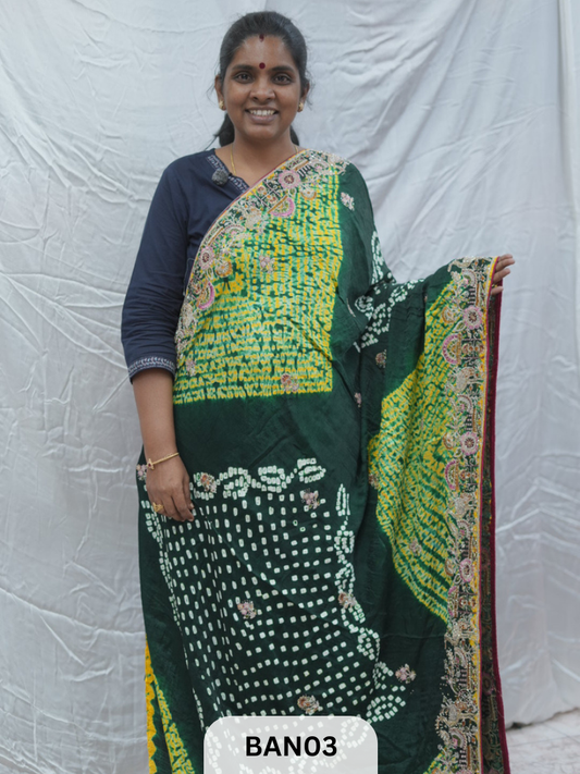 SHIBORI BANDHANI DESIGNER WORK SAREE