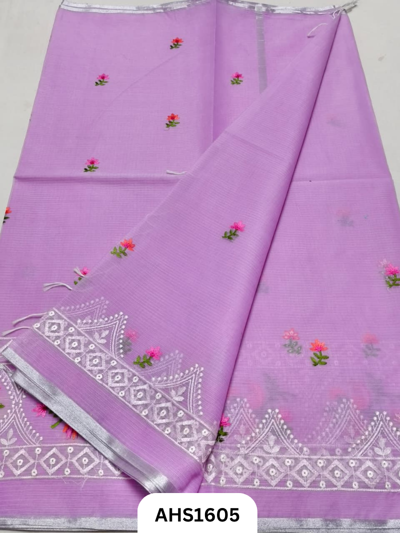 Kota Cotton Embroidery  Work Saree with Blouse