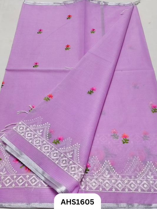 Kota Cotton Embroidery  Work Saree with Blouse
