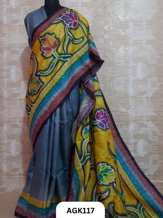 SPECIAL HANDBLOCK HEAVY KANTHA SAREE