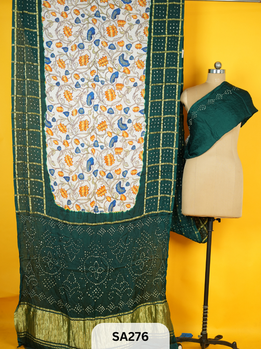 Bandhani gharchola saree with floral design Travel Story Collectives