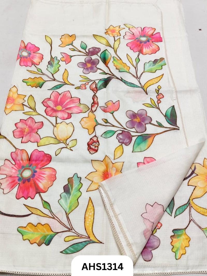 Soft Silk Kota Patch Work Saree With Blouse