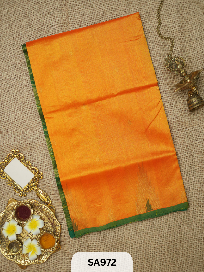 PURE HANDLOOM SILK COTTON SAREE | TEMPLE BORDER