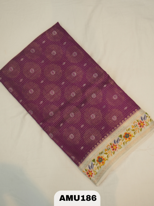 BANARAS RUSSIAN SILK SAREE WITH PRINTED